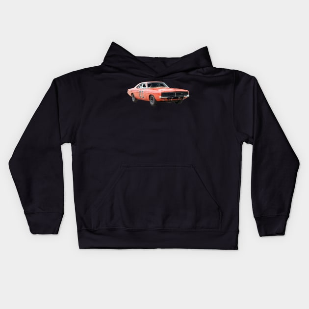 General Lee Dodge Kids Hoodie by Muscle Car Tees